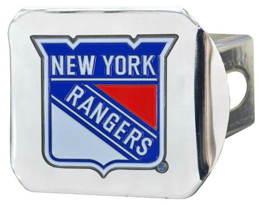 New York Rangers Hitch Cover Solid Metal with Raised Color Metal Emblem 2" Square Type III