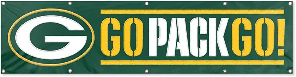 Green Bay Packers Huge 8x2 Feet Banner Flag Metal Grommets