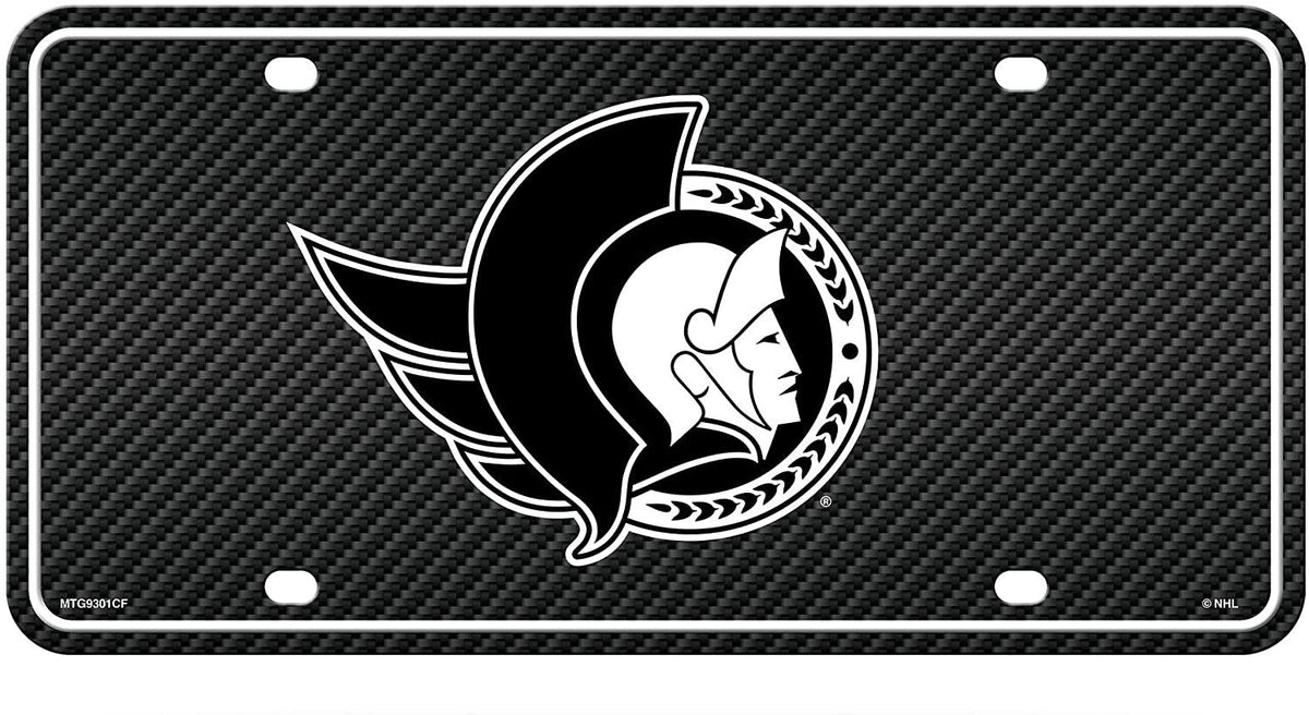 Ottawa Senators Metal Auto Tag License Plate, Carbon Fiber Design, 6x12 Inch
