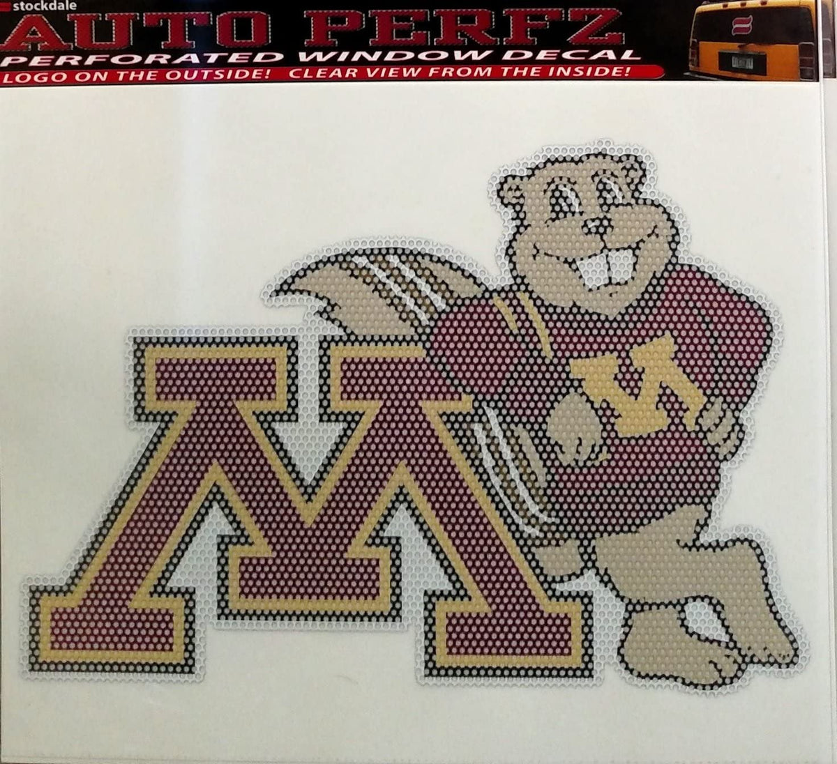 University of Minnesota Golden Gophers 8 Inch Preforated Window Film Decal Sticker, One-Way Vision, Adhesive Backing