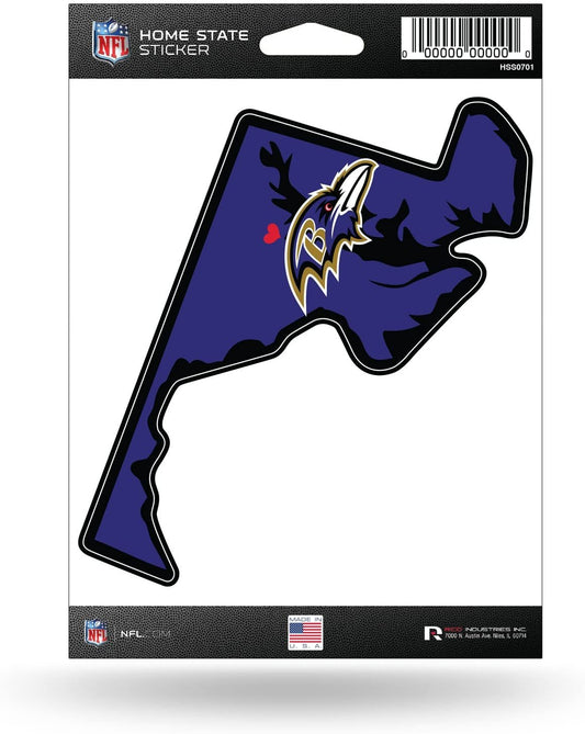 Baltimore Ravens 5 Inch Sticker Decal, Home State Design, Flat Vinyl, Full Adhesive Backing