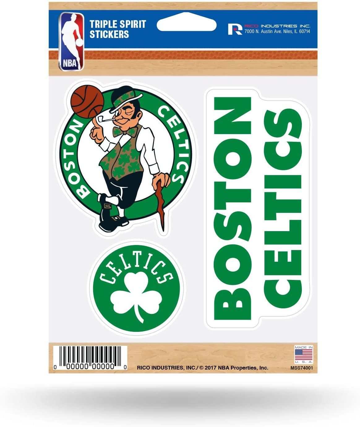 Boston Celtics Die Cut 3-Piece Triple Spirit Sticker Sheet