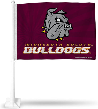 University of Minnesota Duluth Bulldogs Premium Double Sided Car Flag Banner, Includes Plastic Display Pole