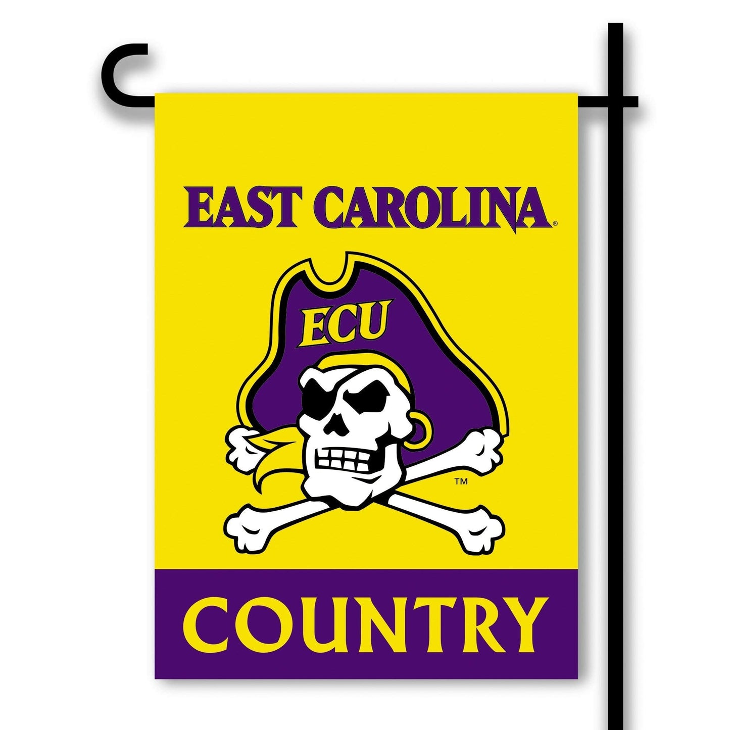 East Carolina University Pirates Premium Double Sided Garden Flag, 13x18 Inch, Country Design, Display Pole Sold Separately