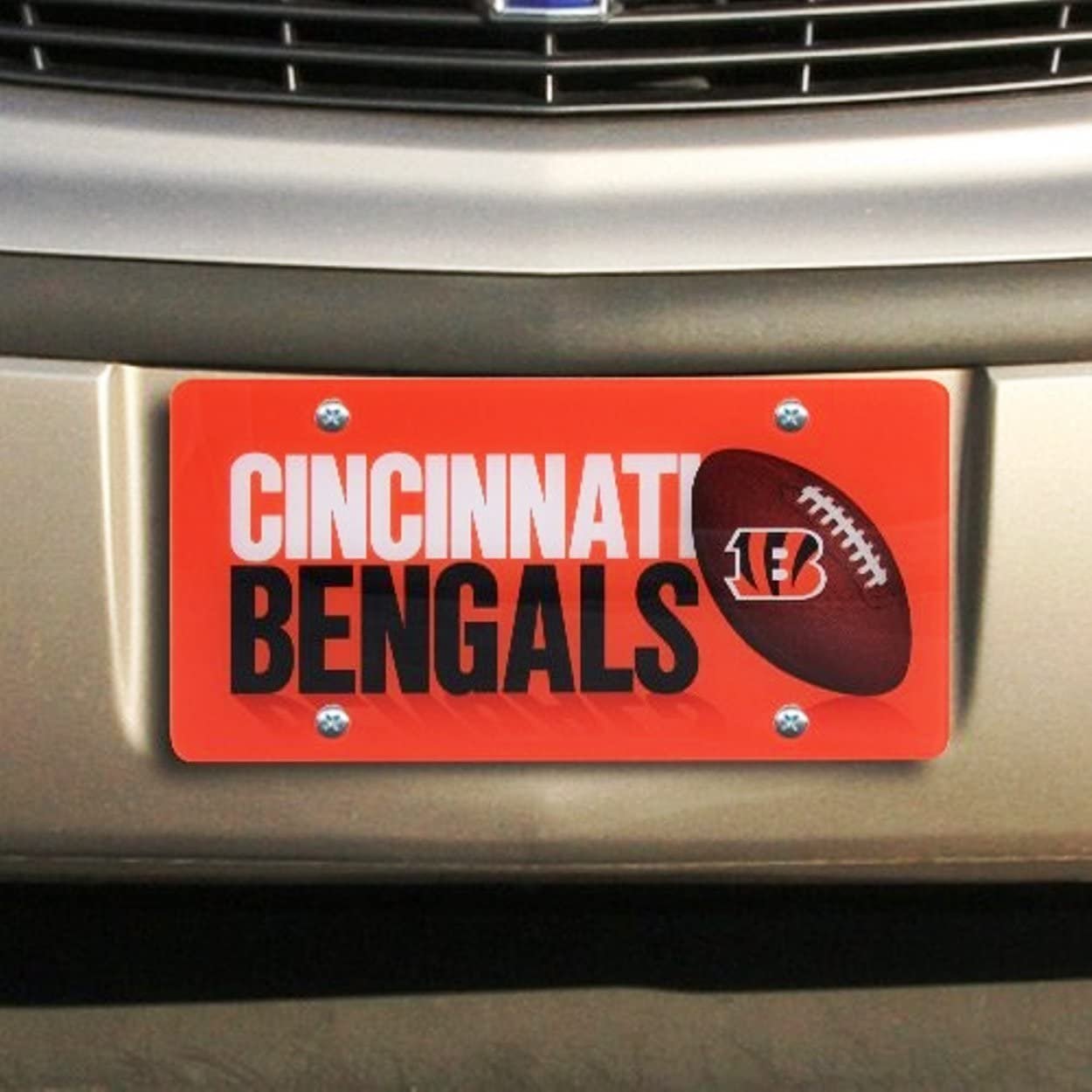 Cincinnati Bengals Premium Laser Tag License Plate, Mirrored Acrylic Printed, 6x12 Inch
