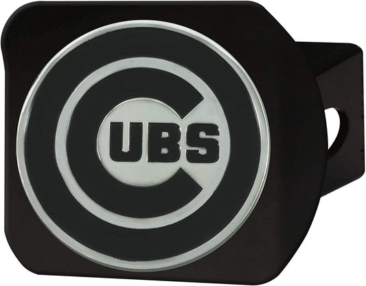 Chicago Cubs Solid Metal Hitch Cover, Black, 2" Square Type III Hitch Cover