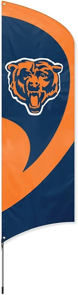Chicago Bears 8 Foot Tall Team Flag Tailgating Kit with Metal Pole
