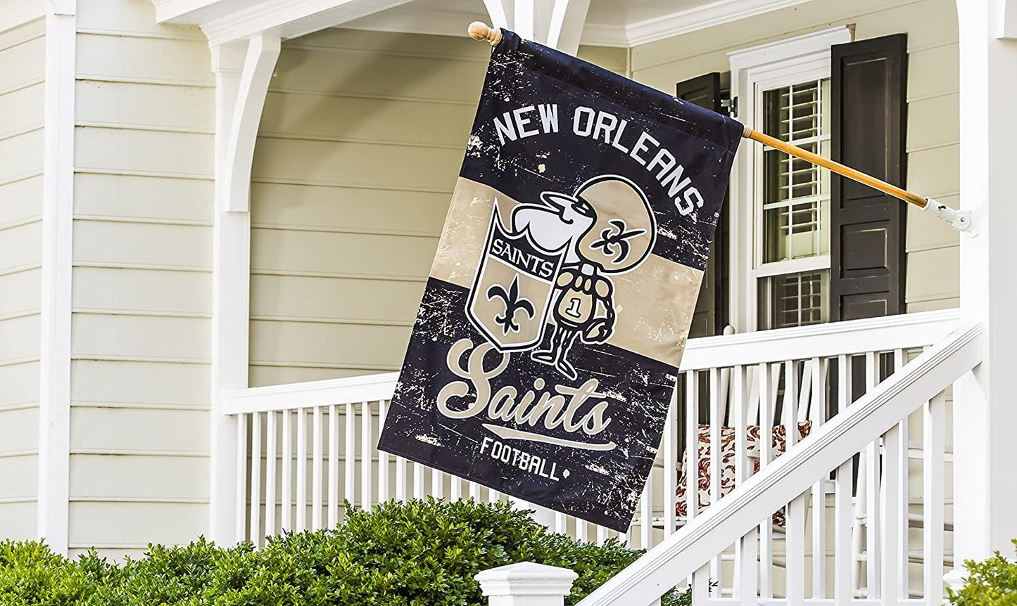 New Orleans Saints Premium House Flag Banner, Double Sided, Retro Vintage Style, Linen, 28x44 Inch