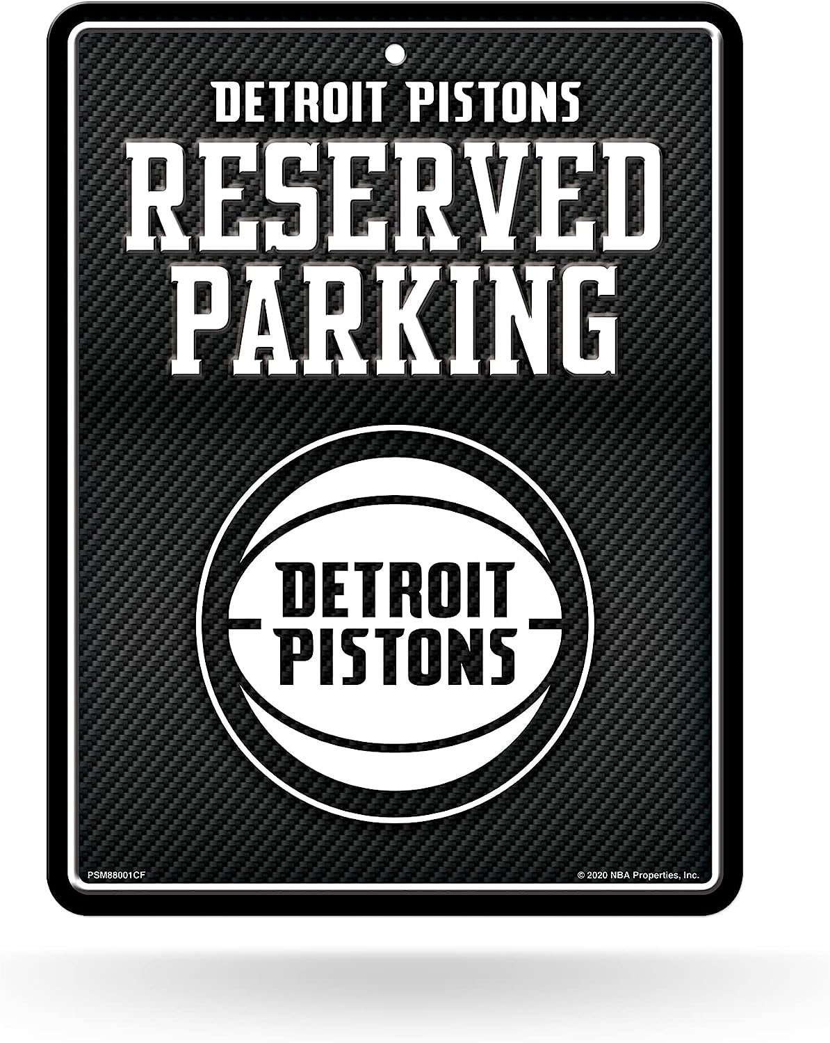 Detroit Pistons Metal Parking Novelty Wall Sign 8.5 x 11 Inch Carbon Fiber Design