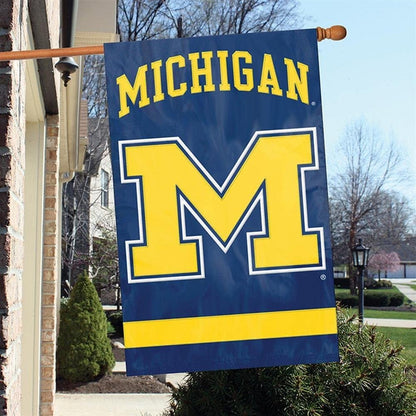 University of Michigan Wolverines Banner Flag Premium Double Sided Embroidered Applique 28x44 Inch