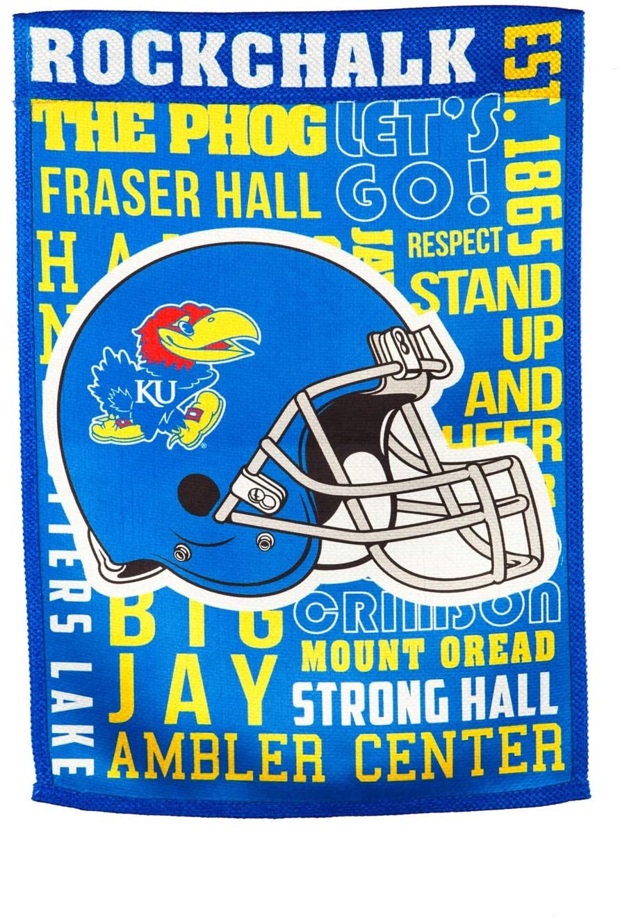 University of Kansas Jayhawks Premium Garden Flag Banner, Double Sided, Fan Rules, 13x18 Inch