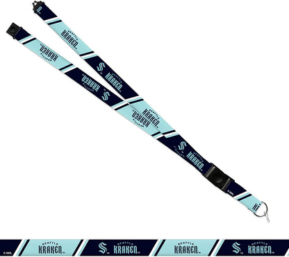 Seattle Kraken Premium Double Sided Lanyard Keychain, Detachable Buckle, Breakaway Safety Clip