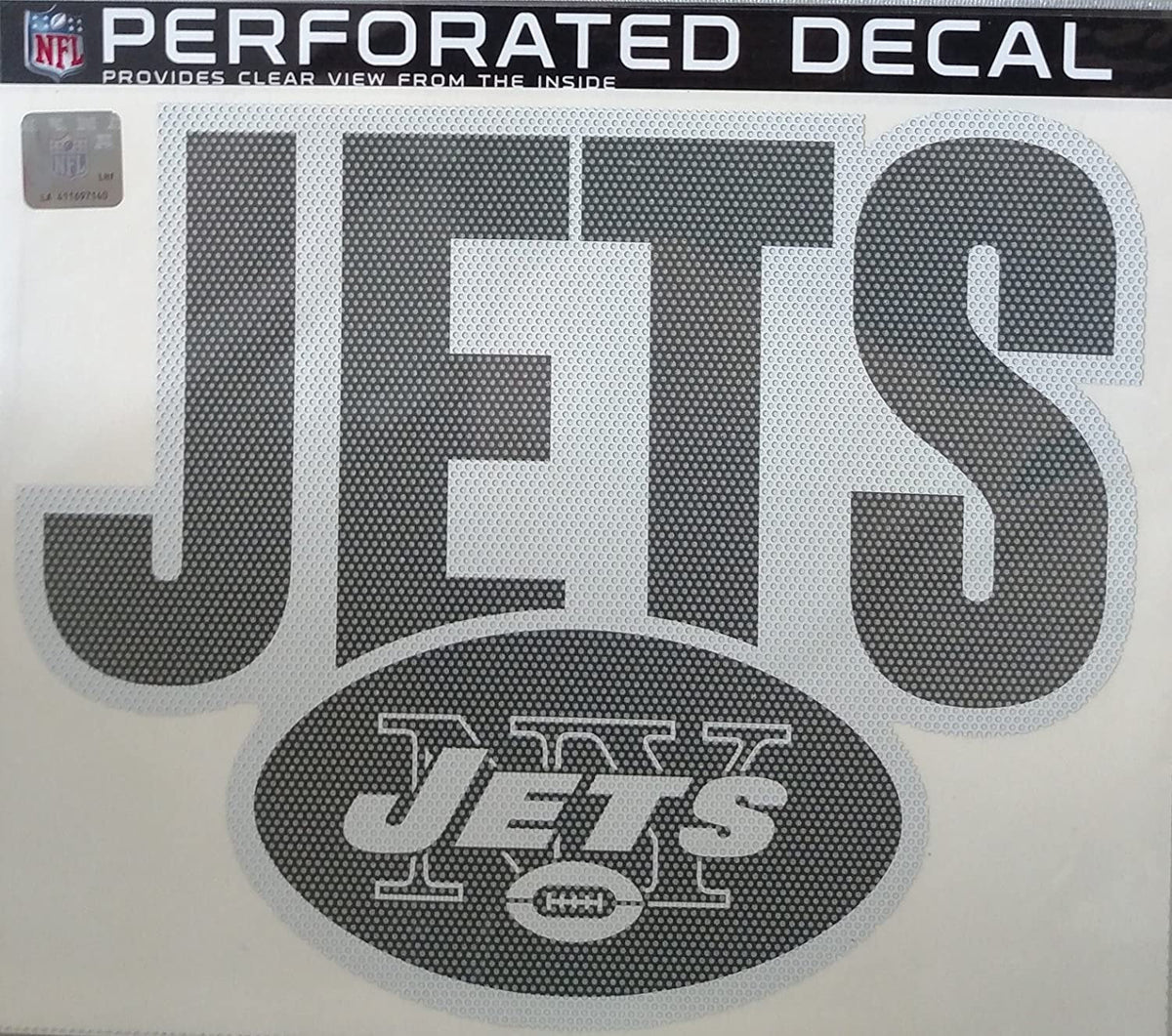 New York Jets 12 Inch Preforated Window Film Decal Sticker, One-Way Vision, Adhesive Backing