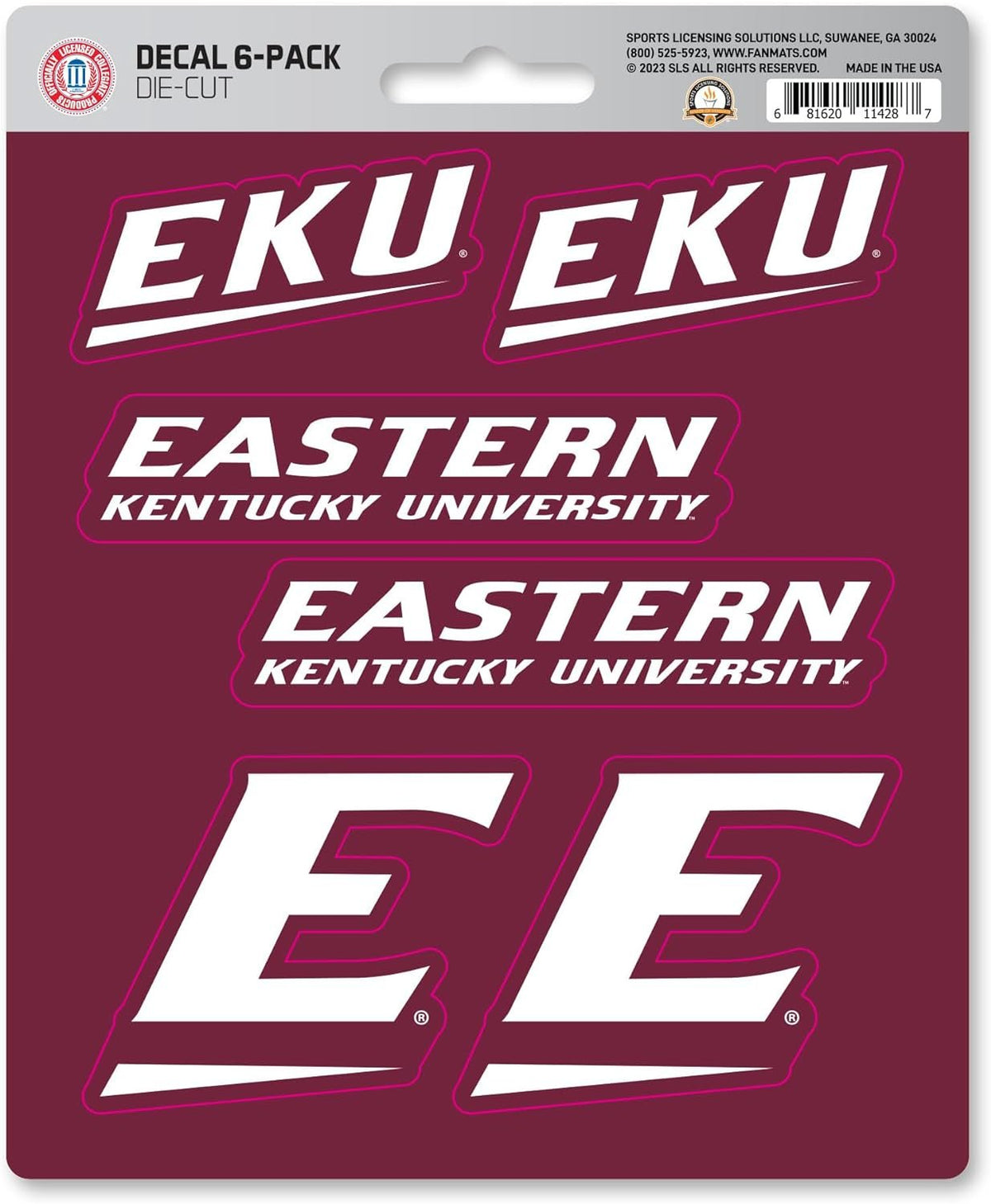 Eastern Kentucky University Colonels 6-Piece Decal Sticker Set, 5x6 Inch Sheet, Gift for football fans for any hard surfaces around home, automotive, personal items