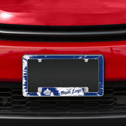 Toronto Maple Leafs Metal License Plate Frame Chrome Tag Cover Tie Dye Design 6x12 Inch