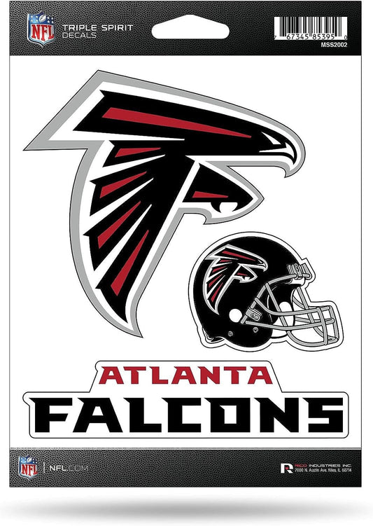Atlanta Falcons Multi Sticker Triple Decal Flat Vinyl 5x7 Inch Sheet Auto Home