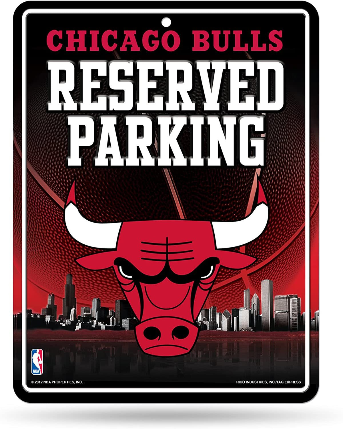 Chicago Bulls Premium Metal Wall Parking Sign, 8.5x11 Inch, Primary Design, Great for Man Cave, Bed Room, Office, Home Decor