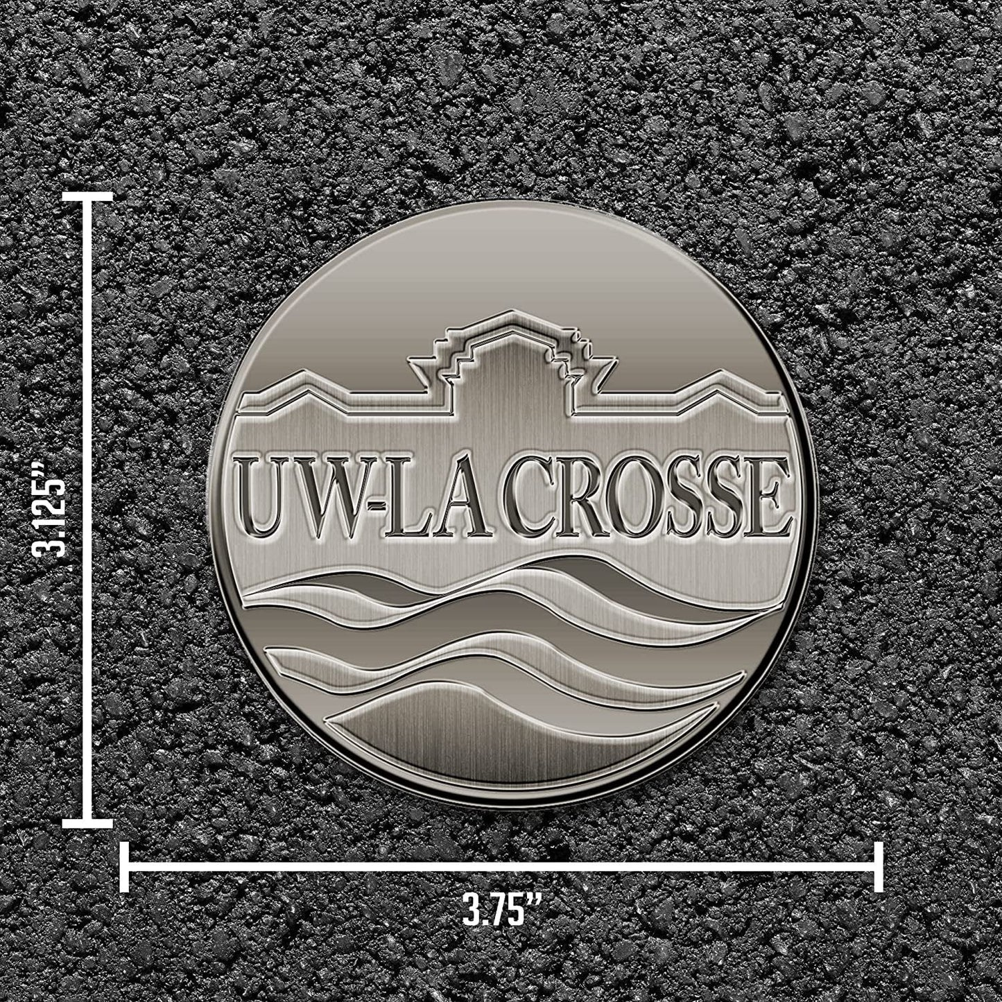 University of Wisconsin La Crosse Eagles Solid Metal Auto Emblem Antique Nickel for Car/Truck/SUV