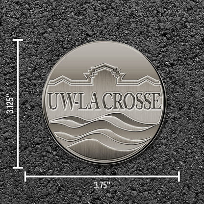 University of Wisconsin La Crosse Eagles Solid Metal Auto Emblem Antique Nickel for Car/Truck/SUV