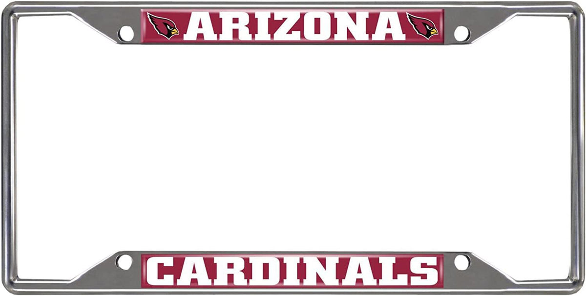 Arizona Cardinals Chrome Metal License Plate Frame Tag Cover 6 x 12 Inch