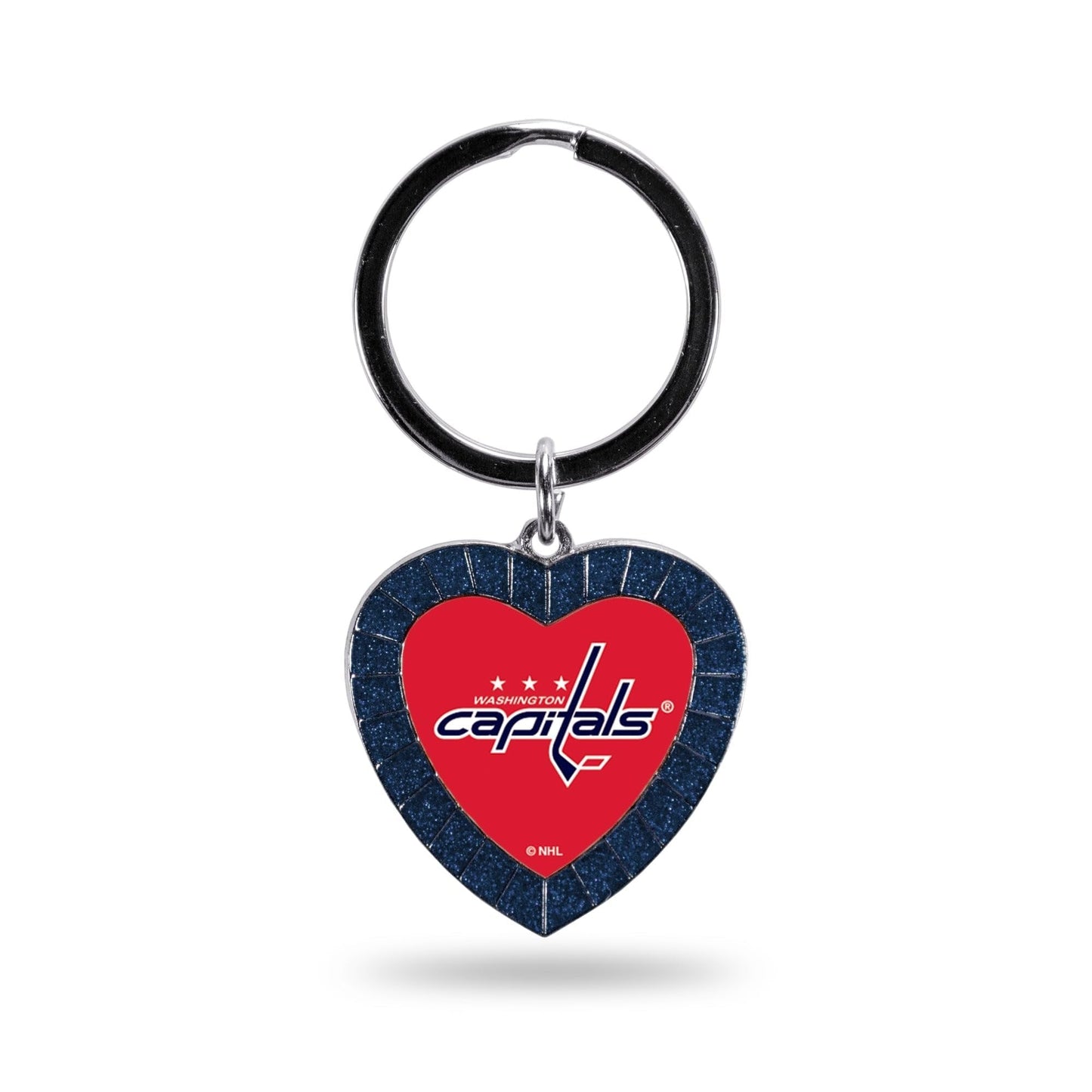 Washington Capitals Metal Keychain, Team Color Rhinestone Heart