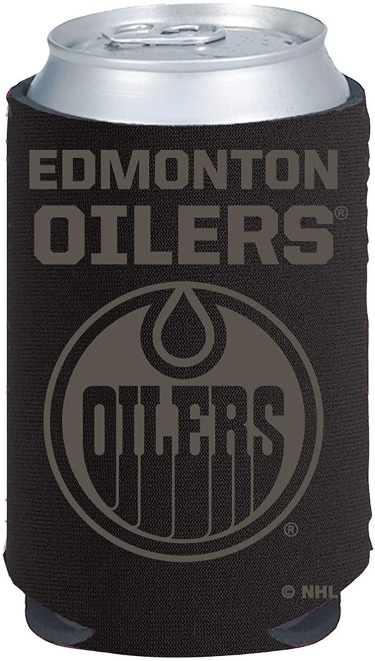 Edmonton Oilers Tonal Black Design 2-Pack 12oz CAN Neoprene Beverage Insulator Holder Cooler Hockey