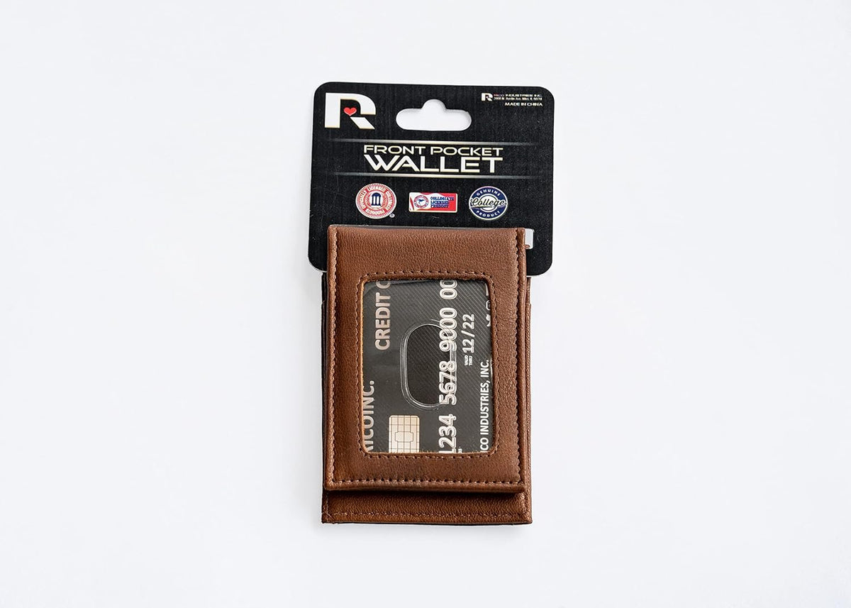 New York Islanders Premium Black Leather Wallet, Front Pocket Magnetic Money Clip, Laser Engraved, Vegan