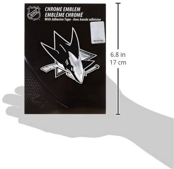 San Jose Sharks Auto Emblem, Plastic Molded, Silver Chrome Color, Raised 3D Effect, Adhesive Backing