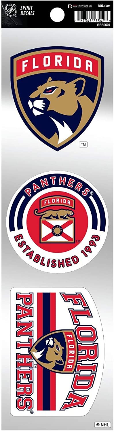 Florida Panthers Triple Retro Decals Throwback Spirit Flat Vinyl Auto Home Sticker Sheet Hockey