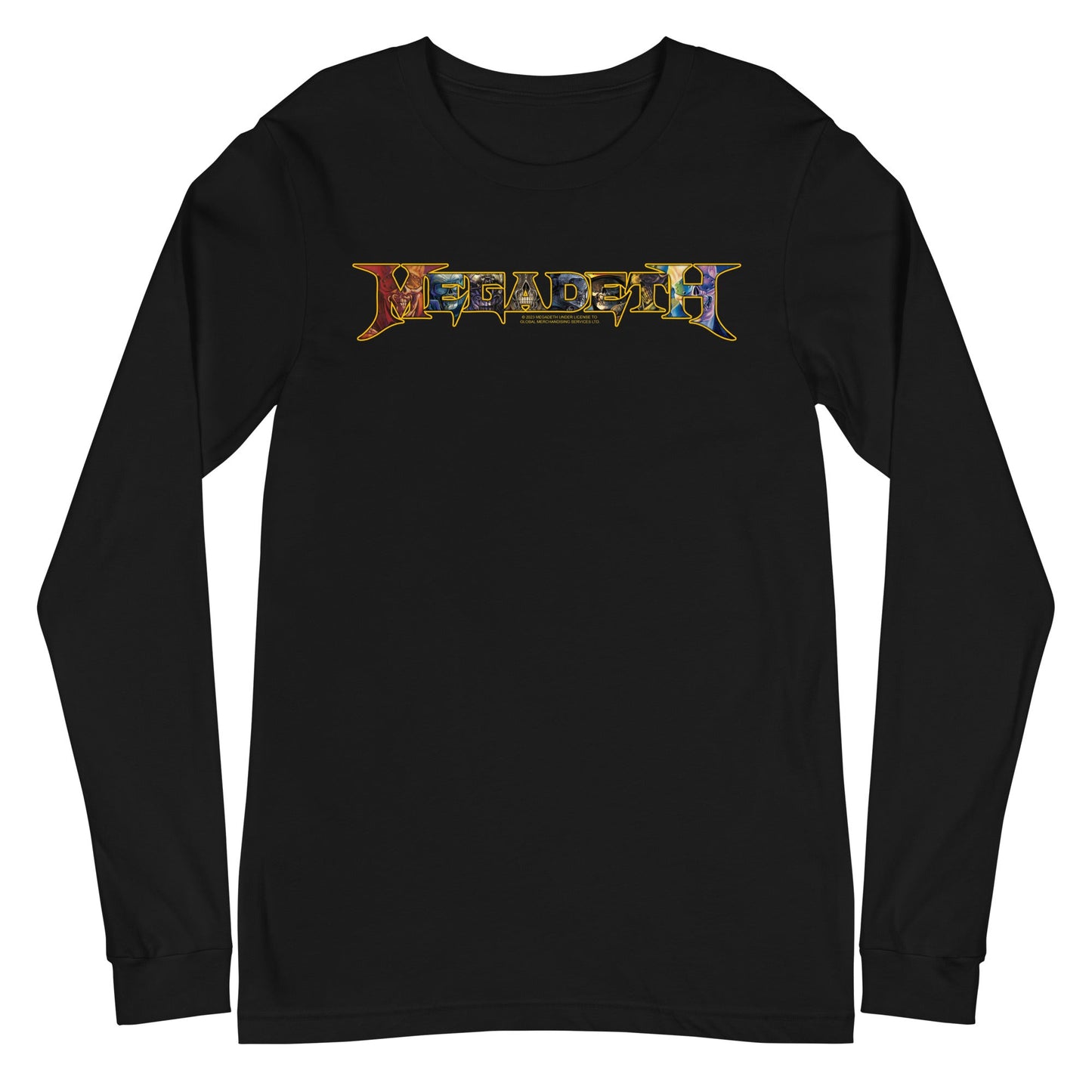 Megadeth Vic Lettered Logo Mens Long Sleeve Shirt Black