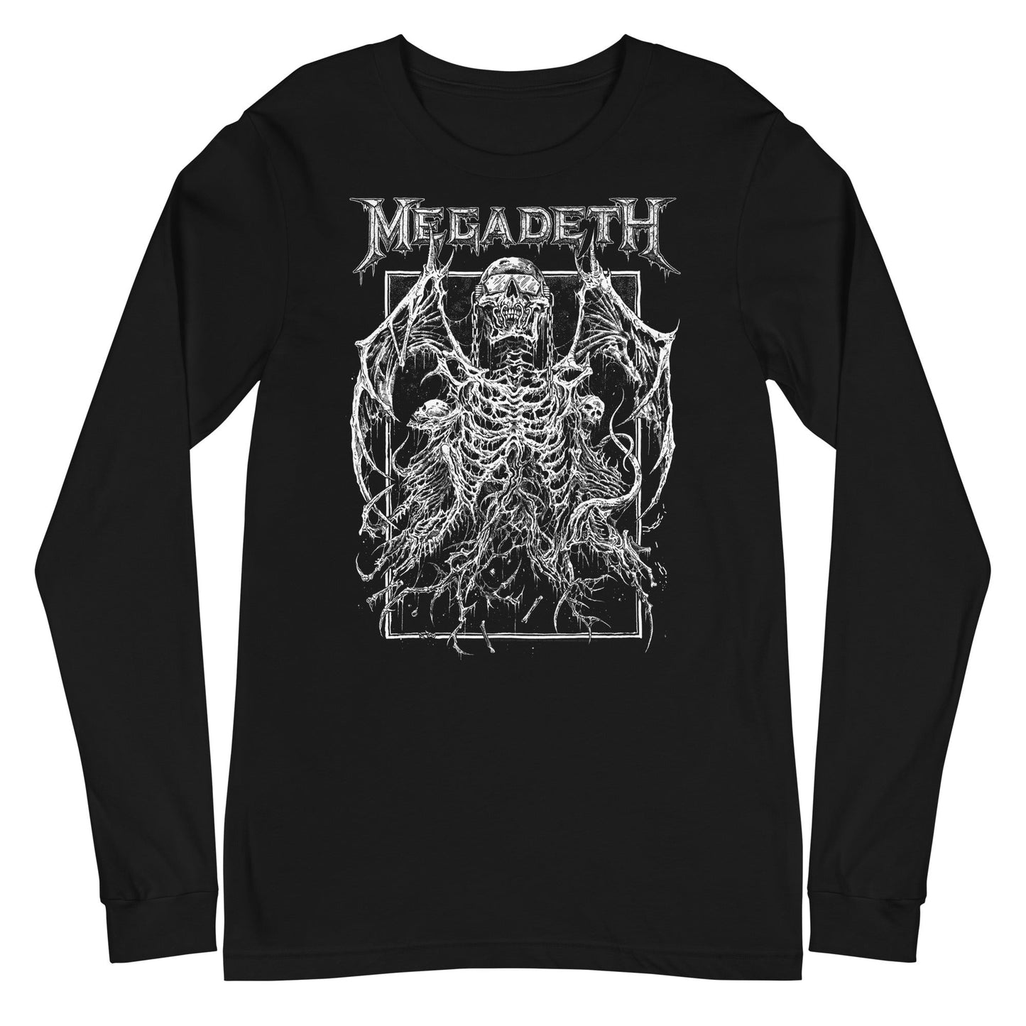 Megadeth Skeleton Wings Mens Long Sleeve Shirt Black