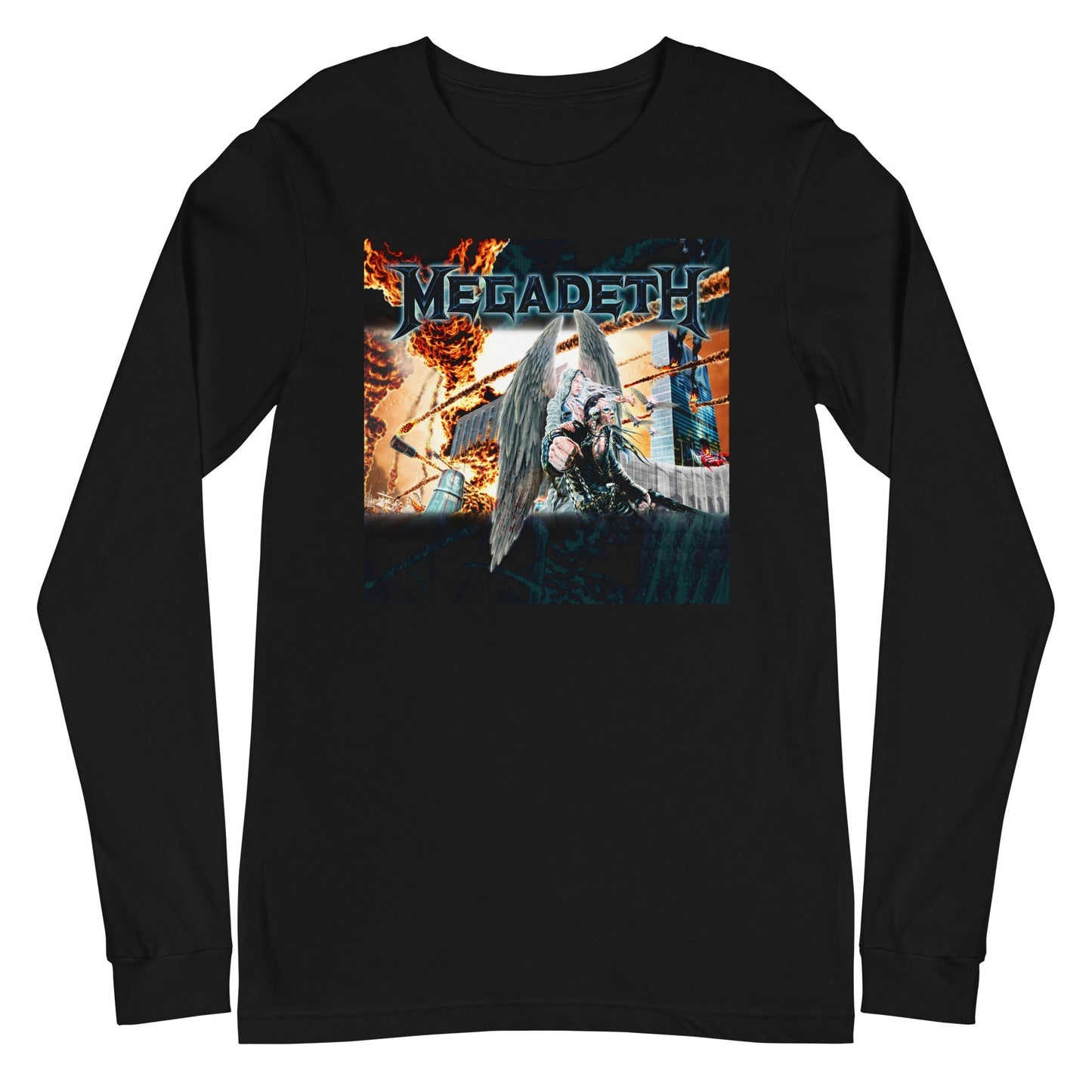 Megadeth Angel Flames Mens Long Sleeve Shirt Black