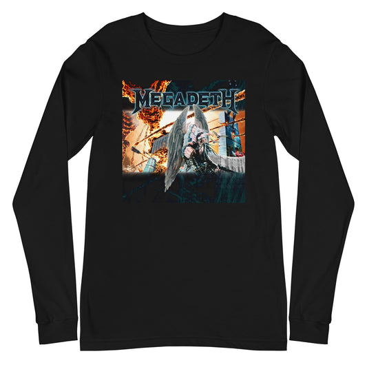 Megadeth Angel Flames Mens Long Sleeve Shirt Black