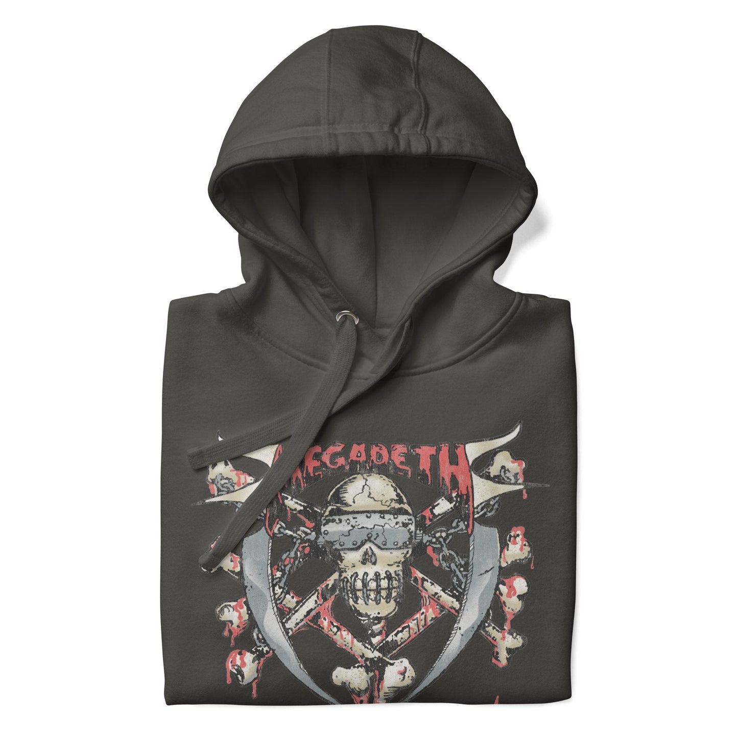 Megadeth Hand Painted Vic Classic Mens Officially Licensed Hoodie Charcoal