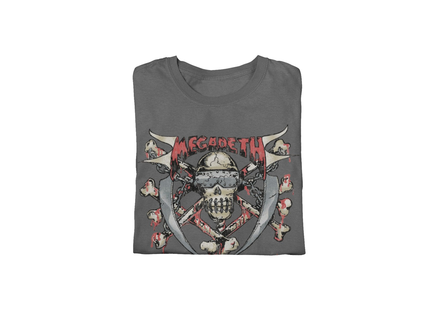 Megadeth Hand Painted Vic Jumbo Print Mens T Shirt Charcoal