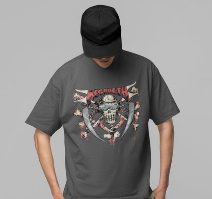 Megadeth Hand Painted Vic Jumbo Print Officially Licensed Mens T Shirt Charcoal