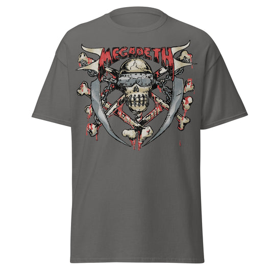 Megadeth Hand Painted Vic Jumbo Print Mens T Shirt Charcoal