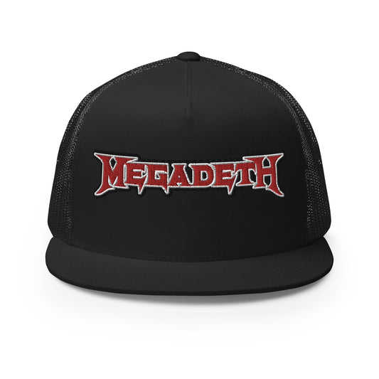 Megadeth Logo Flat Brim Trucker Hat Black