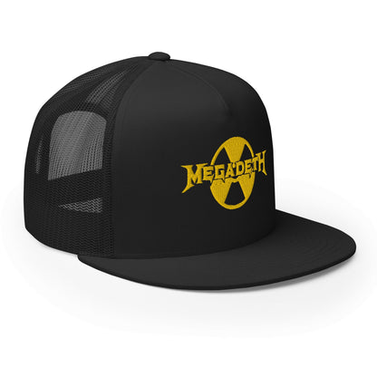 Megadeth Logo Flat Brim Trucker Hat Black