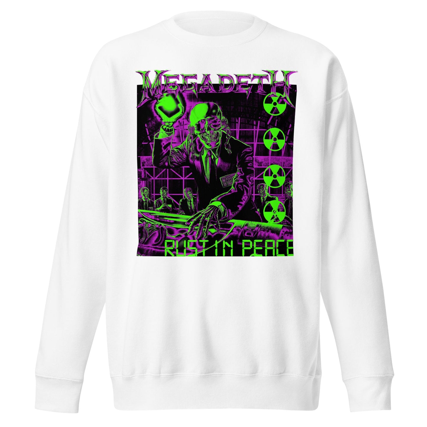 Megadeth Neon Rust in Peace Jumbo Print Mens Sweatshirt White