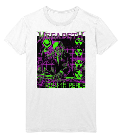 Megadeth Neon Rust in Peace Mens T Shirt White