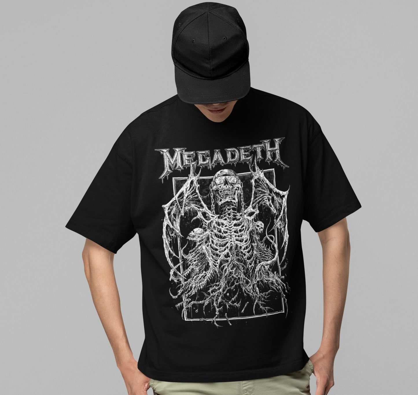 Megadeth Skeleton Wings Jumbo Print Mens T Shirt Black