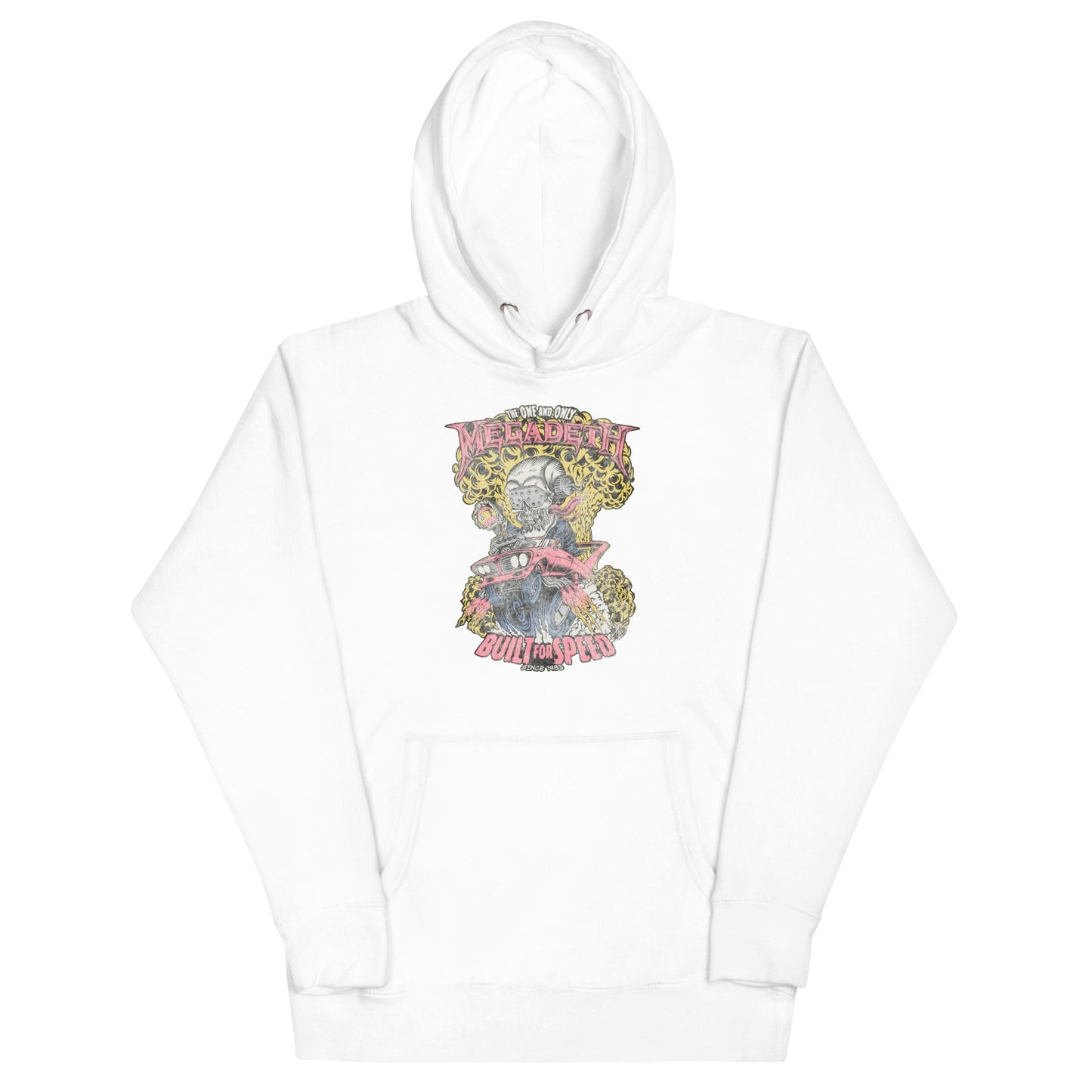 Megadeth Vintage Built for Speed Classic Mens Officially Licensed Hoodie White
