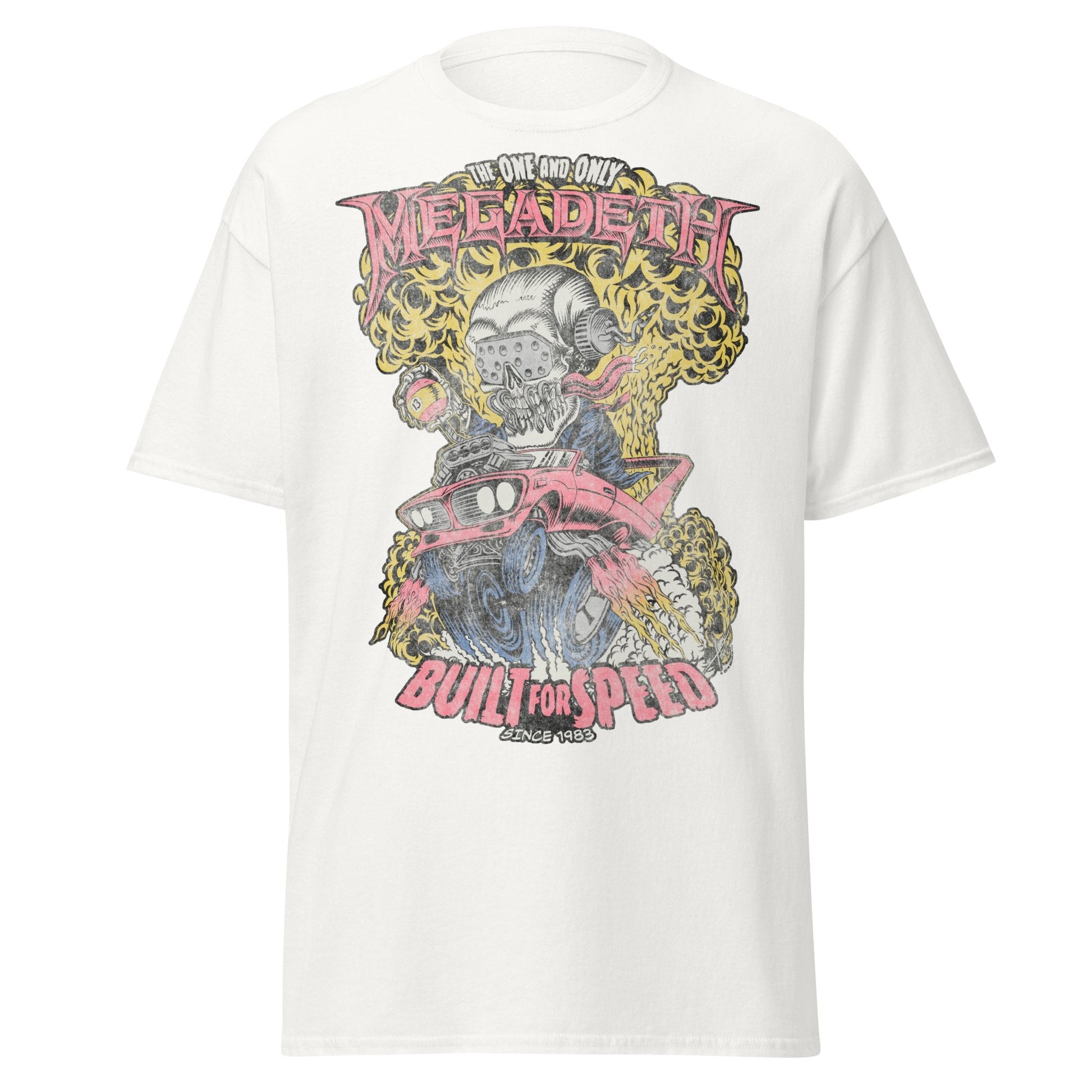 Megadeth Vintage Built for Speed Jumbo Print Officially Licensed Mens T Shirt White