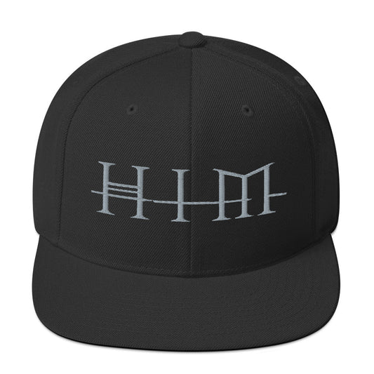 MerchMoment HIM Classic Logo Black Embroidered Snap Back Hat