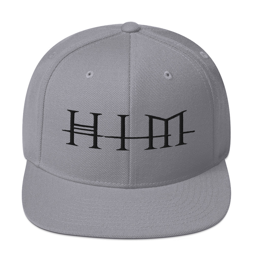MerchMoment HIM Classic Logo Grey Embroidered Snapback Hat Officially Licensed