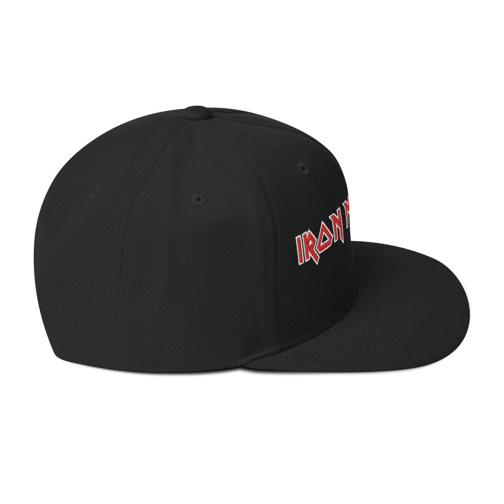 MerchMoment Iron Maiden Classic Logo Black Embroidered Snap Back Hat Officially Licensed