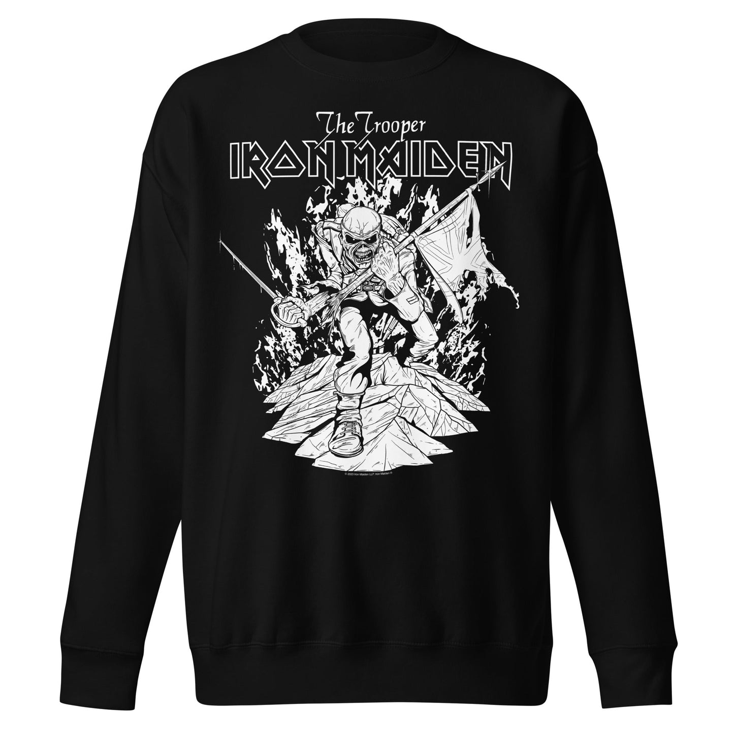 MerchMoment Iron Maiden - Trooper Black and White Crewneck Sweatshirt Officially Licensed