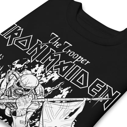 MerchMoment Iron Maiden - Trooper Black and White Crewneck Sweatshirt Officially Licensed