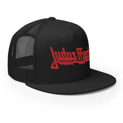 MerchMoment Judas Priest Electric Red Logo Embroidered Trucker Hat Officially Licensed